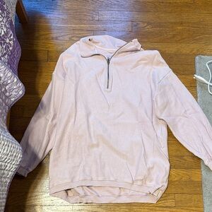 Aerie Soft Pink Ribbed Quarter-Zip Top